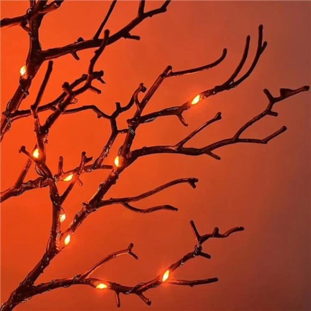 6FT Halloween Garland w/ 120 Orange & Purple Lights-8 Functions,Battery Operated